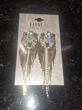 Thalia Sodi Gold Crystal Fringe Statement Earrings